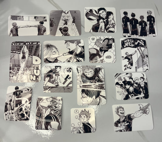 15ct Black and White Haikyu!! Manga Stickers
