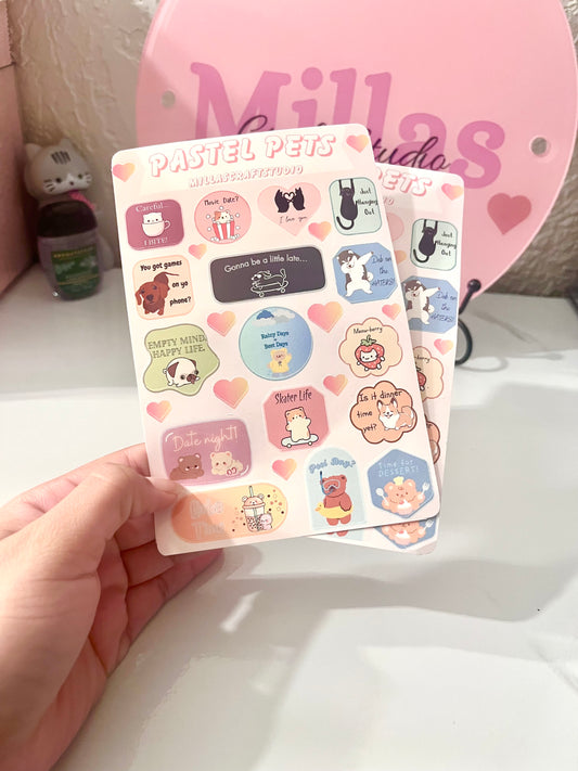 Silly Animal Sticker Sheet - Pastel Pets- Animal Stickers for Laptop, Journal, and Scrapbooking