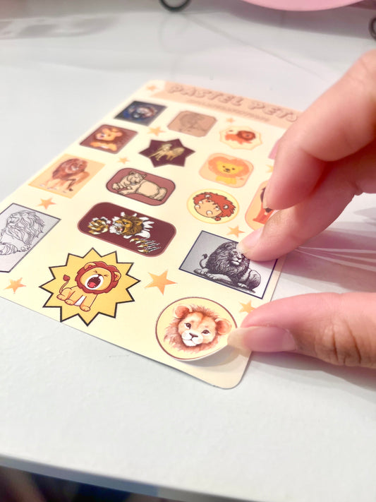 Cute Lion Waterproof Vinyl Sticker Sheet