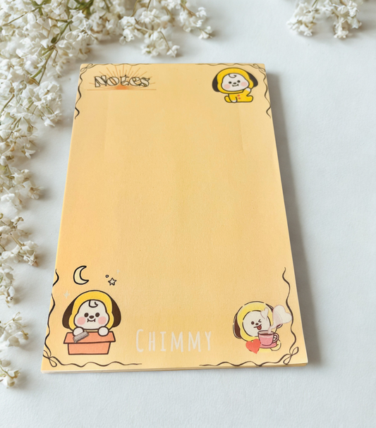 Kpop BT/TWE/ONE Adorable Character Notepads, Solid Cardboard Back