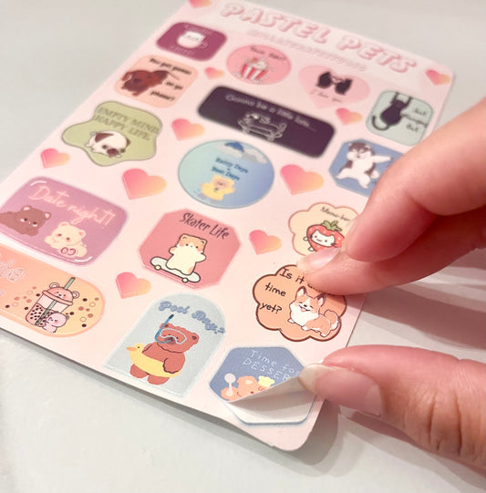 Silly Animal Sticker Sheet - Pastel Pets- Animal Stickers for Laptop, Journal, and Scrapbooking